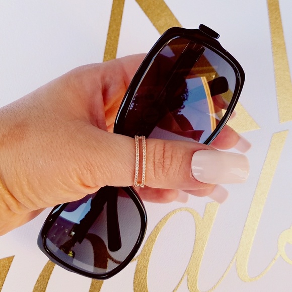 Rose Gold Double Band Ring with Cubic Zirconia Pave Setting Size 8 - Picture 4 of 6